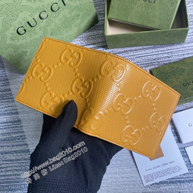Gucci新款包包 古馳壓花全皮男士短錢包 Gucci男士短夾 625562  ydg3047
